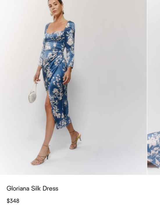 Reformation Dresses & Skirts - Reformation Blue Floral Midi Dress with Smocked Bodice